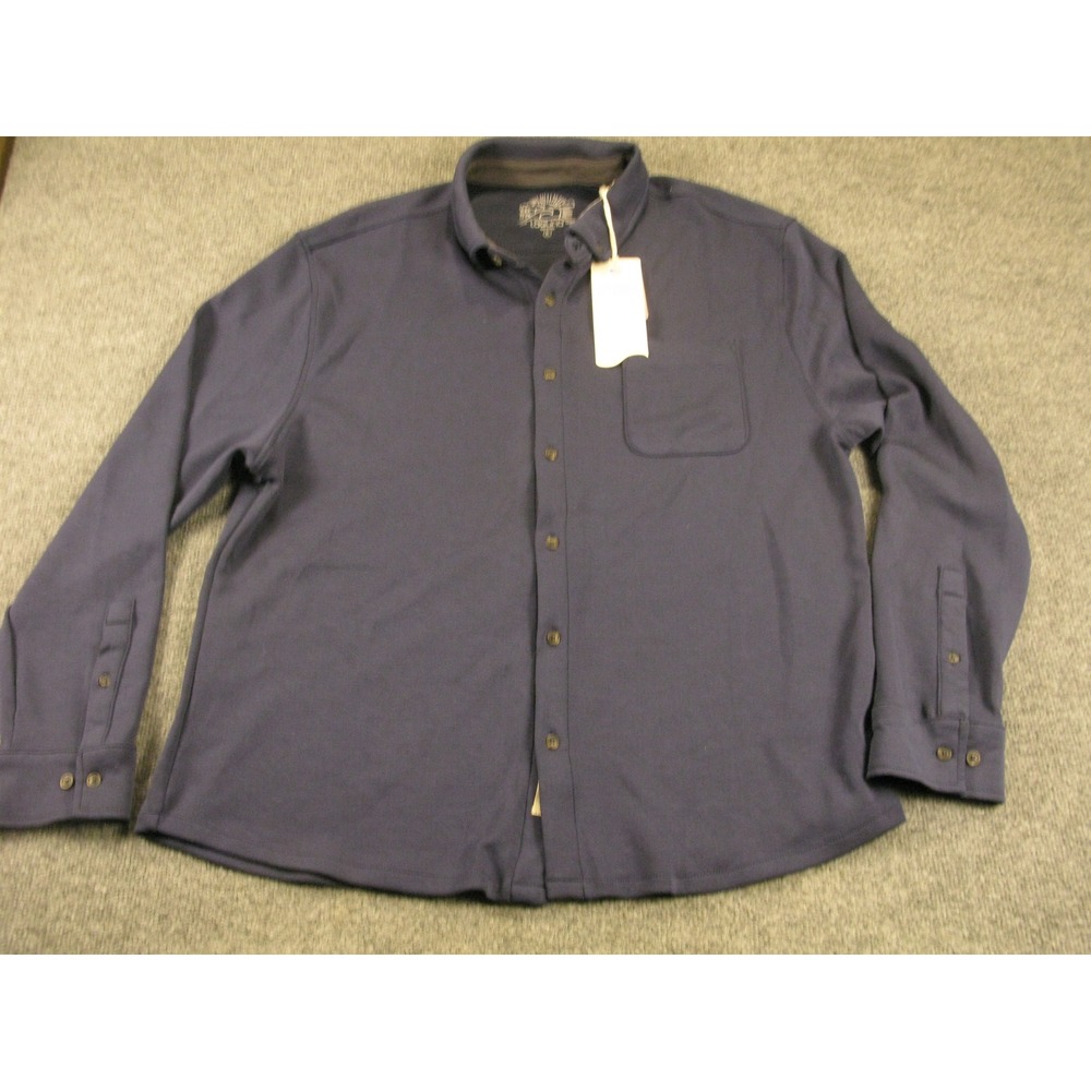 Laguna Mens XL Long Sleeve Button Down‎ Shirt Navy Blue Knit Pocket New 2143